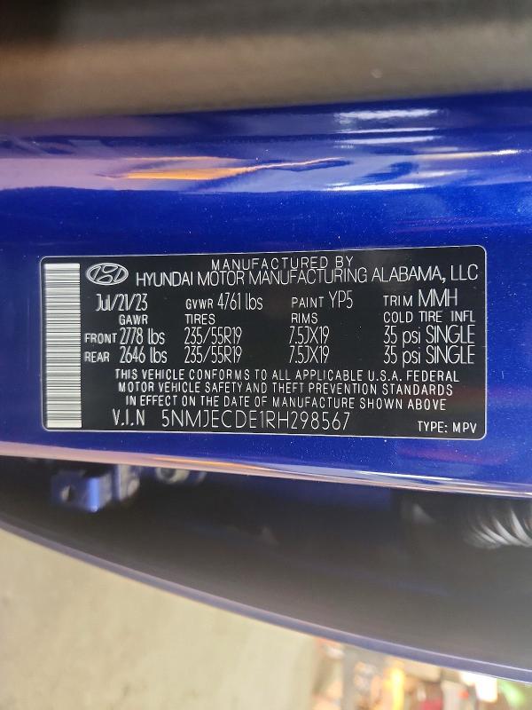 Photo 14 from auction – 2024 HYUNDAI TUCSON with VIN 5NMJECDE1RH298567