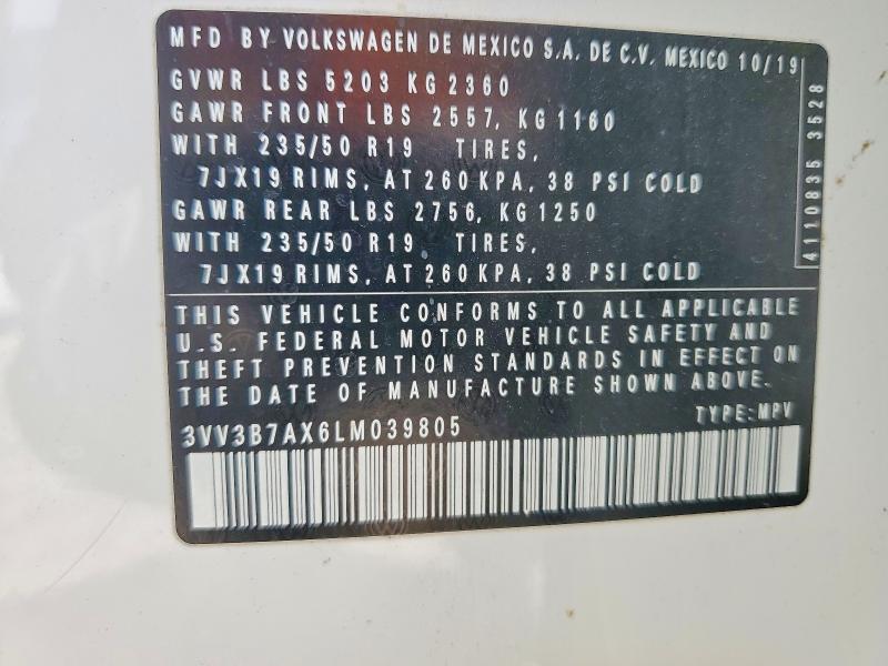Снимка 14 от търг – 2020 VOLKSWAGEN TIGUAN с VIN 3VV3B7AX6LM039805