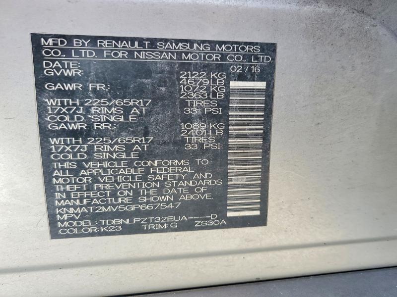 Photo 14 from auction – 2016 NISSAN ROGUE with VIN KNMAT2MV5GP667547