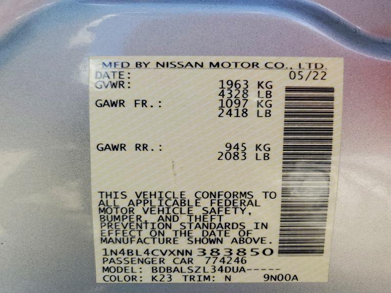 Photo 14 from auction – 2022 NISSAN ALTIMA with VIN 1N4BL4CVXNN383850