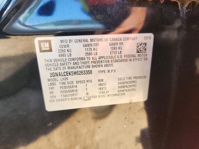 Photo 14 from auction – 2017 CHEVROLET EQUINOX with VIN 2GNALCEK5H6263358