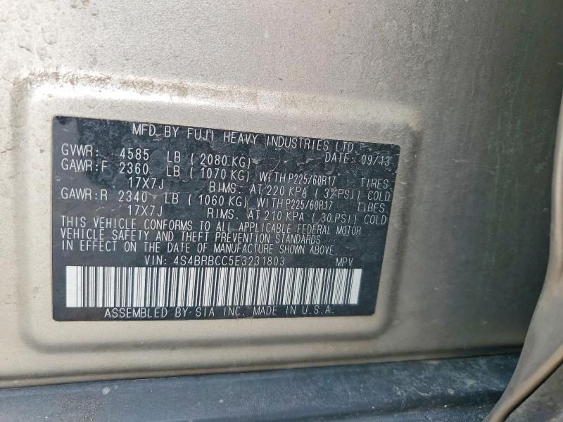 Photo 14 from auction – 2014 SUBARU OUTBACK with VIN 4S4BRBCC5E3231803