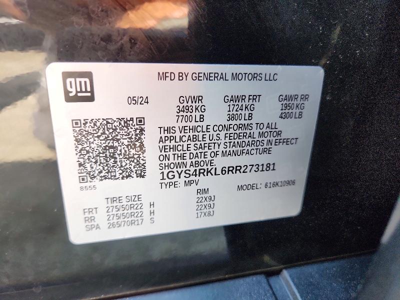 Photo 14 from auction – 2024 CADILLAC ESCALADE with VIN 1GYS4RKL6RR273181