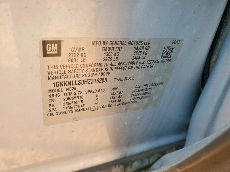 Photo 14 from auction – 2017 GMC ACADIA with VIN 1GKKNLLS0HZ316258