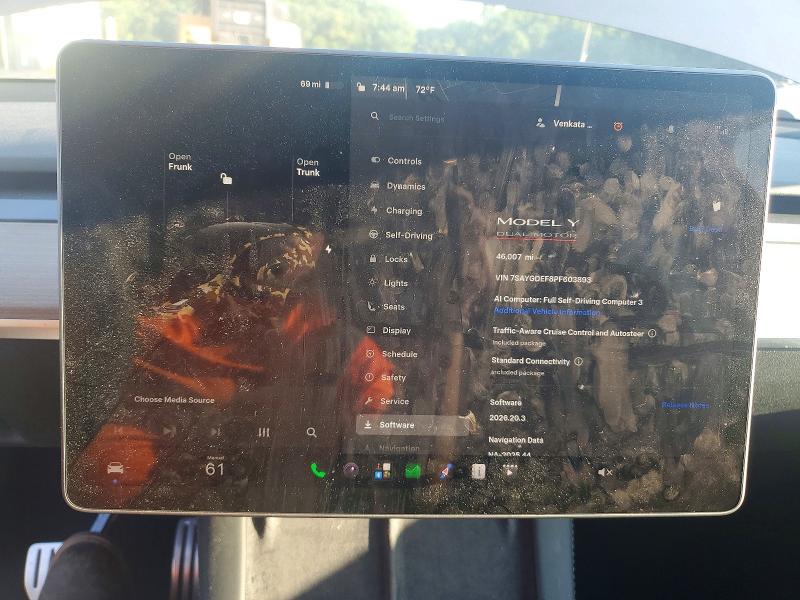 Photo 9 from auction – 2023 TESLA MODEL Y with VIN 7SAYGDEF8PF603893