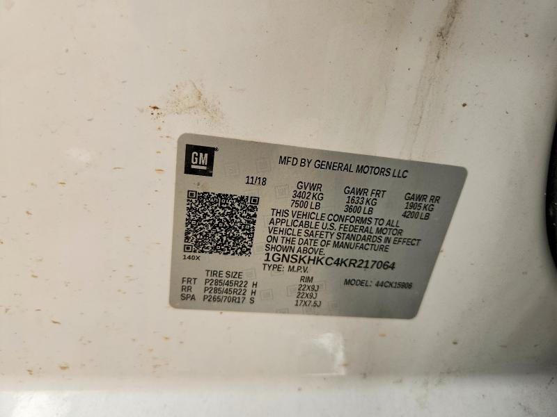 Photo 14 from auction – 2019 CHEVROLET SUBURBAN with VIN 1GNSKHKC4KR217064