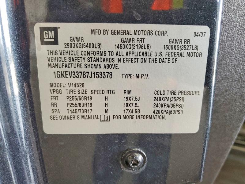 Photo 14 from auction – 2007 GMC ACADIA with VIN 1GKEV33787J153378