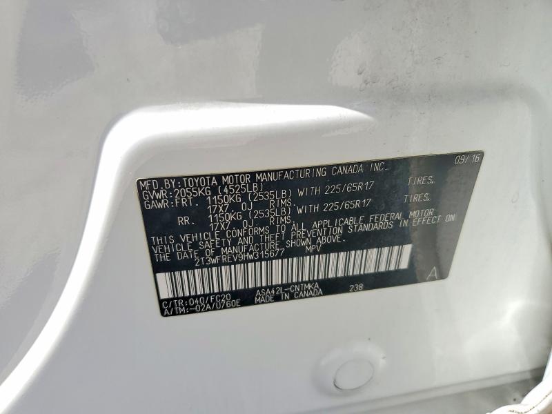 Photo 14 from auction – 2017 TOYOTA RAV4 with VIN 2T3WFREV9HW315677