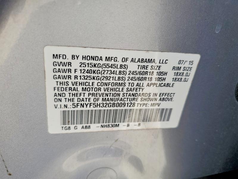 Photo 14 from auction – 2016 HONDA PILOT with VIN 5FNYF5H32GB009128