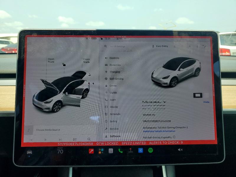Photo 9 from auction – 2020 TESLA MODEL Y with VIN 5YJYGDEE7LF043458