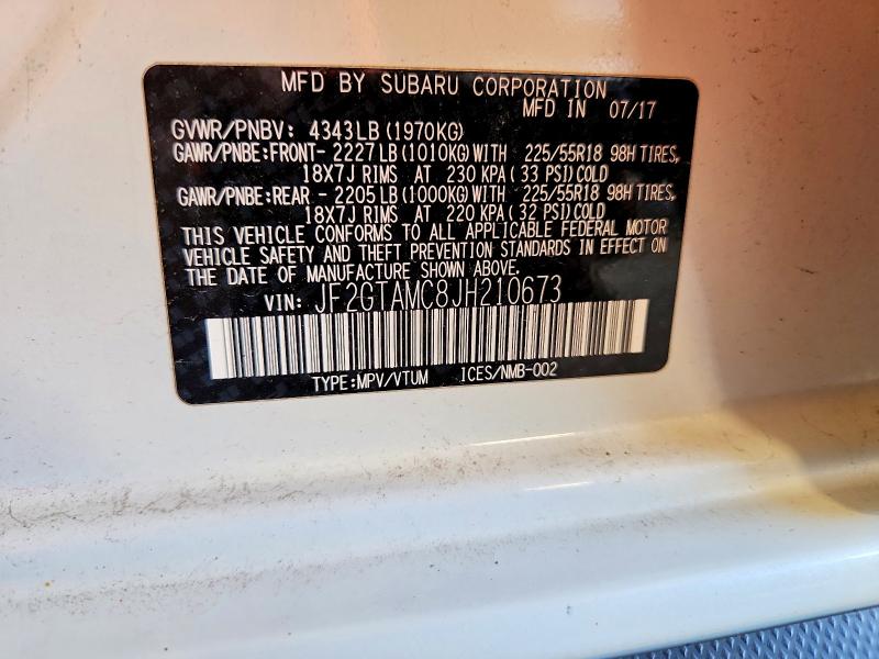 Photo 14 from auction – 2018 SUBARU CROSSTREK with VIN JF2GTAMC8JH210673