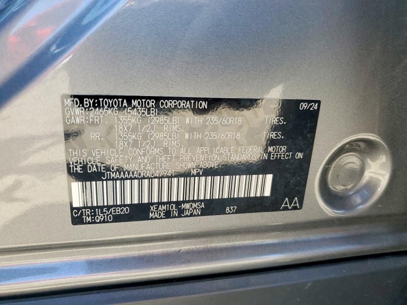 Photo 14 from auction – 2024 TOYOTA BZ4X with VIN JTMAAAAA0RA047941