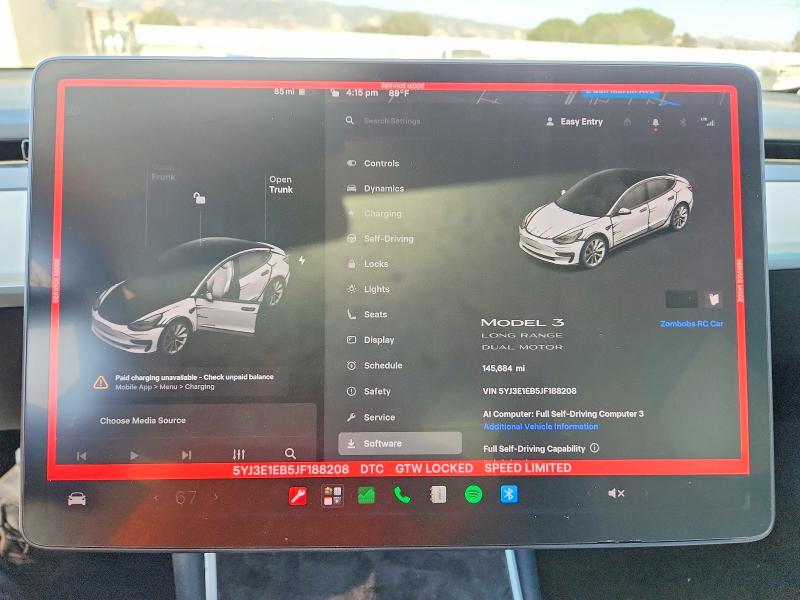 Photo 9 from auction – 2018 TESLA MODEL 3 with VIN 5YJ3E1EB5JF188208