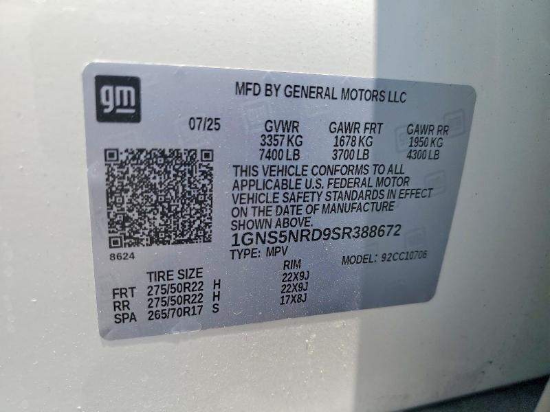 Photo 14 from auction – 2025 CHEVROLET TAHOE with VIN 1GNS5NRD9SR388672