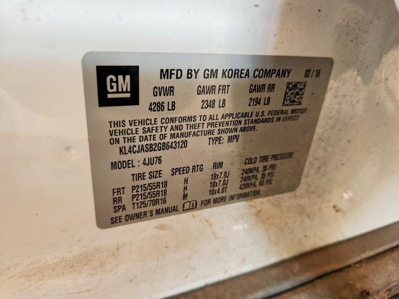 Photo 14 from auction – 2016 BUICK ENCORE with VIN KL4CJASB2GB643120