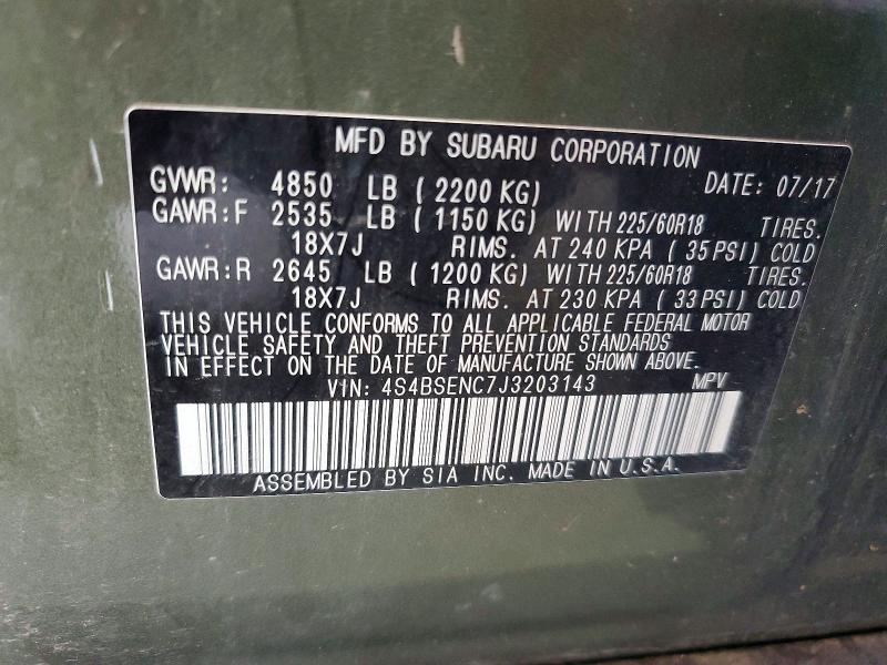 Photo 14 from auction – 2018 SUBARU OUTBACK with VIN 4S4BSENC7J3203143