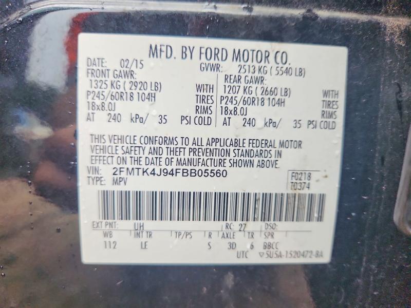 Photo 14 from auction – 2015 FORD EDGE with VIN 2FMTK4J94FBB05560