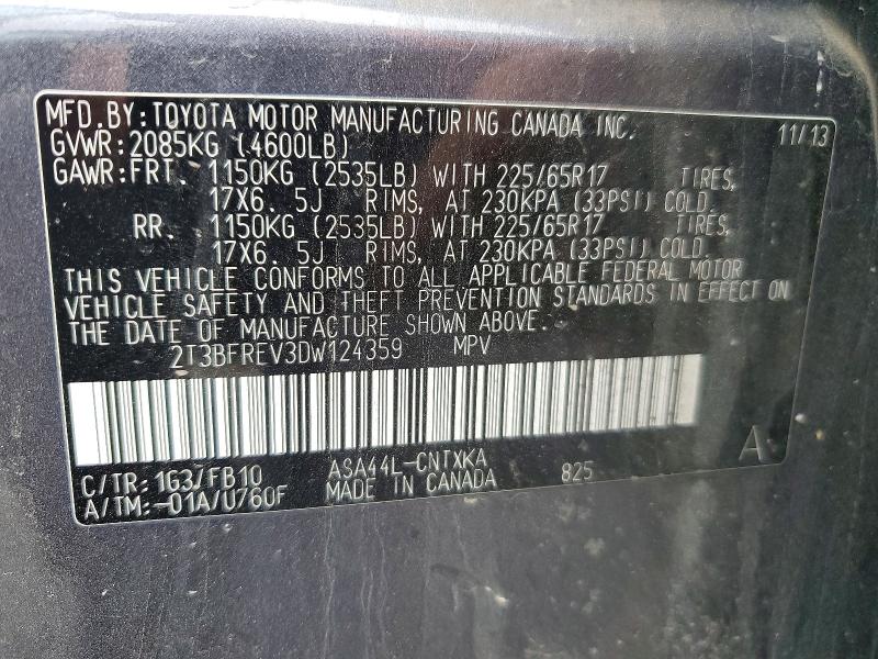 Снимка 14 от търг – 2013 TOYOTA RAV4 с VIN 2T3BFREV3DW124359