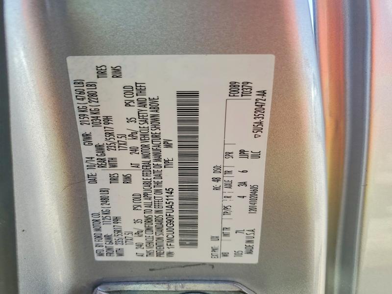 Photo 14 from auction – 2015 FORD ESCAPE with VIN 1FMCU0G90FUA51145