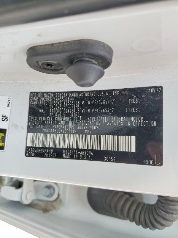 Photo 14 from auction – 2022 TOYOTA COROLLA CROSS with VIN 7MUCAABG8NV039004