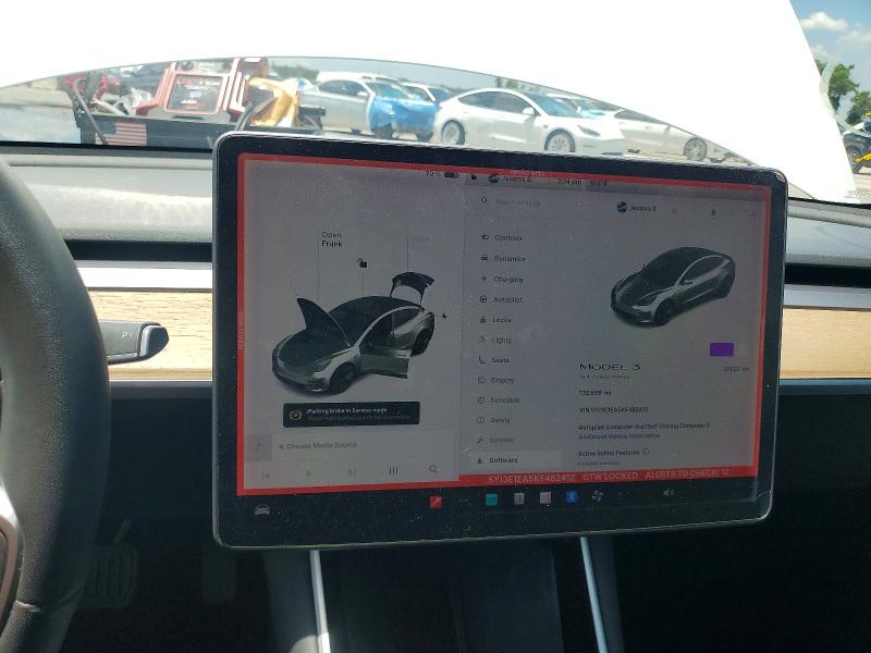 Photo 9 from auction – 2019 TESLA MODEL 3 with VIN 5YJ3E1EA5KF482412