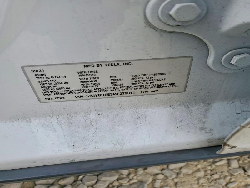Photo 14 from auction – 2021 TESLA MODEL Y with VIN 5YJYGDEE3MF279011