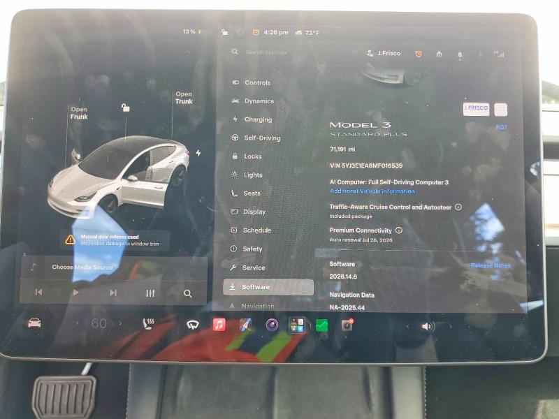 Photo 9 from auction – 2021 TESLA MODEL 3 with VIN 5YJ3E1EA8MF016539