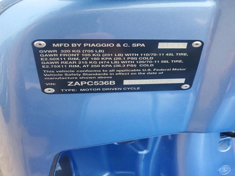 Photo 10 from auction – 2015 VESPA PRIMAVERA with VIN ZAPC536B6F5100106