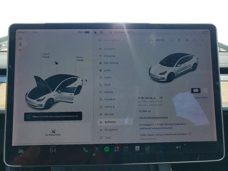 Photo 9 from auction – 2021 TESLA MODEL 3 with VIN 5YJ3E1EBXMF037918