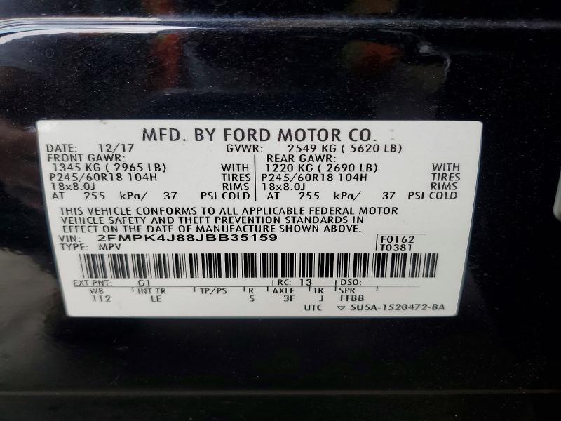 Photo 14 from auction – 2018 FORD EDGE with VIN 2FMPK4J88JBB35159