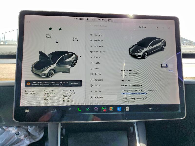 Photo 9 from auction – 2019 TESLA MODEL 3 with VIN 5YJ3E1EB7KF512678