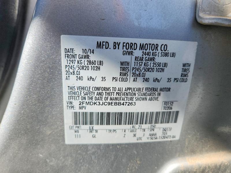 Photo 14 from auction – 2014 FORD EDGE with VIN 2FMDK3JC9EBB47263