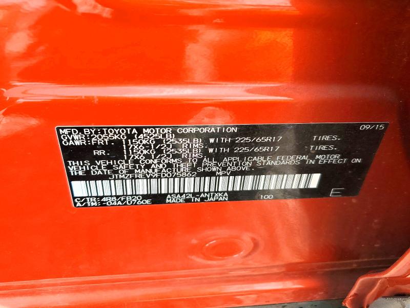 Photo 14 from auction – 2015 TOYOTA RAV4 with VIN JTMZFREV9FD075862