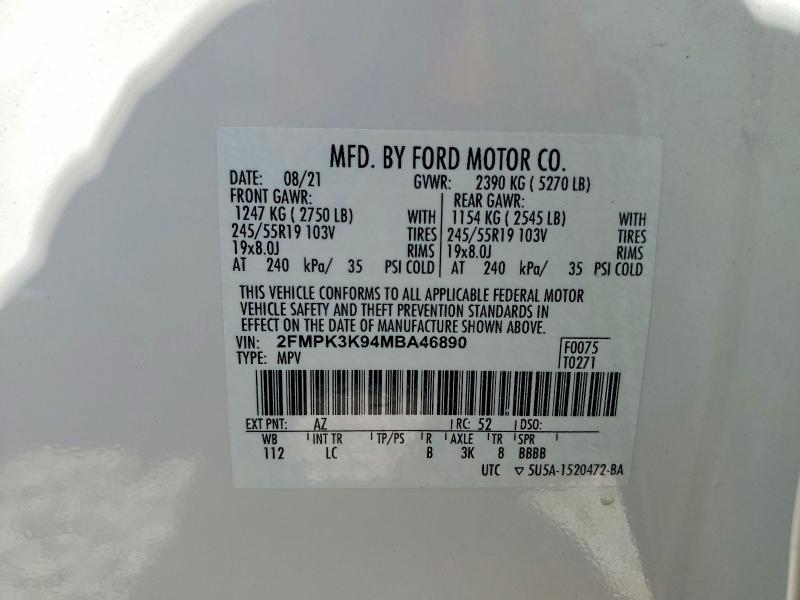 Фото 14 с аукциона – 2021 FORD EDGE с VIN 2FMPK3K94MBA46890