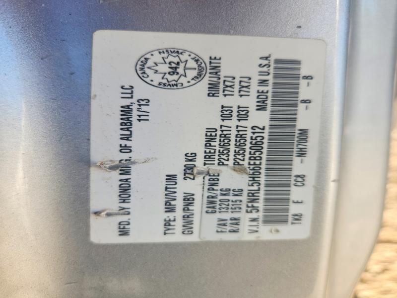 Photo 14 from auction – 2014 HONDA ODYSSEY with VIN 5FNRL5H66EB506512