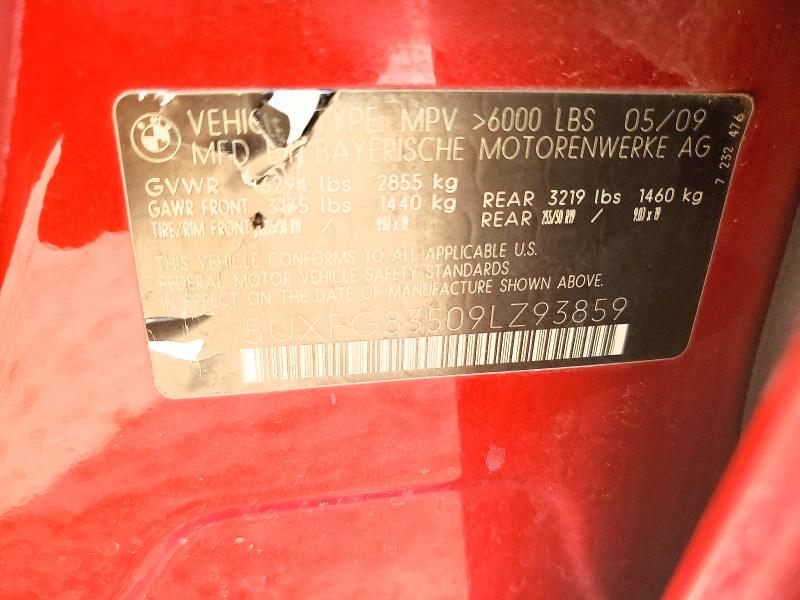 Photo 14 from auction – 2009 BMW X6 with VIN 5UXFG83509LZ93859