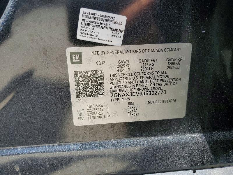 Photo 14 from auction – 2018 CHEVROLET EQUINOX with VIN 2GNAXJEV9J6302770