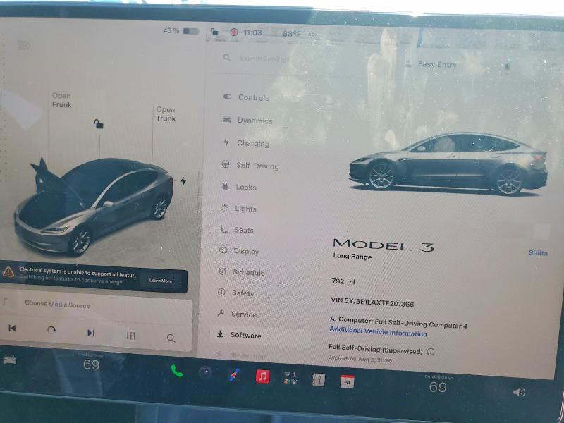 Снимка 9 от търг – 2026 TESLA MODEL 3 с VIN 5YJ3E1EAXTF201366