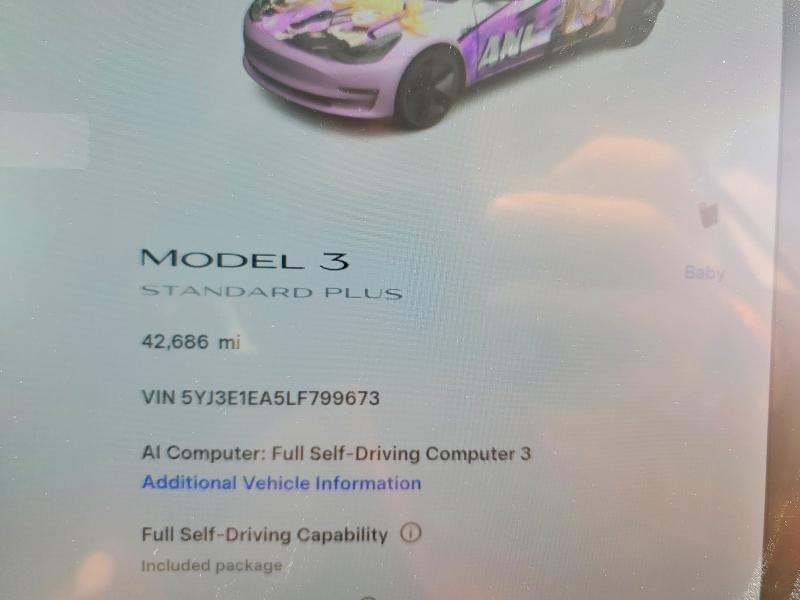 Photo 9 from auction – 2020 TESLA MODEL 3 with VIN 5YJ3E1EA5LF799673