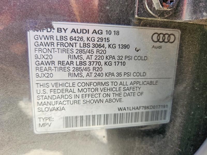 Photo 14 from auction – 2019 AUDI Q7 with VIN WA1LHAF79KD017191