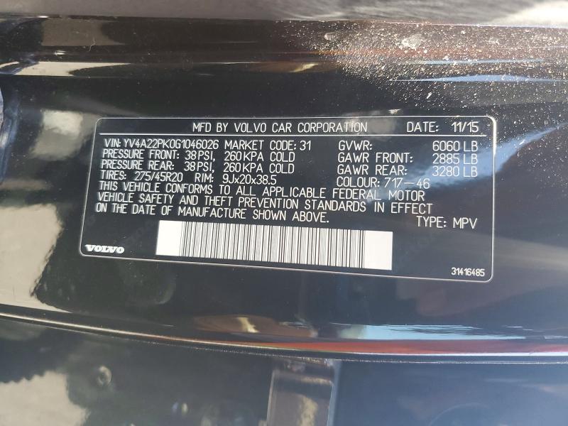 Photo 14 from auction – 2016 VOLVO XC90 with VIN YV4A22PK0G1046026