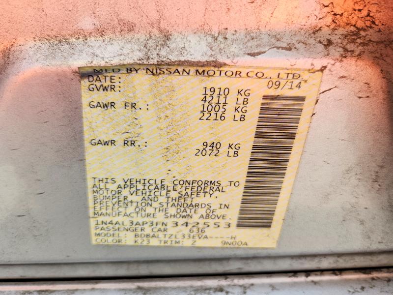 Photo 14 from auction – 2015 NISSAN ALTIMA with VIN 1N4AL3AP3FN342553