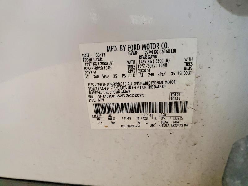 Photo 14 from auction – 2013 FORD EXPLORER with VIN 1FM5K8D83DGC52073