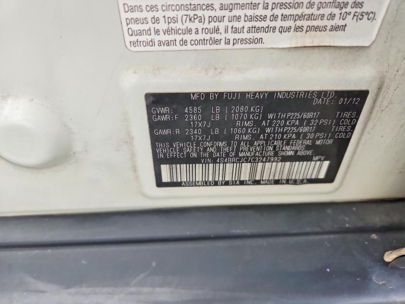 Photo 14 from auction – 2012 SUBARU OUTBACK with VIN 4S4BRCJC7C3247992