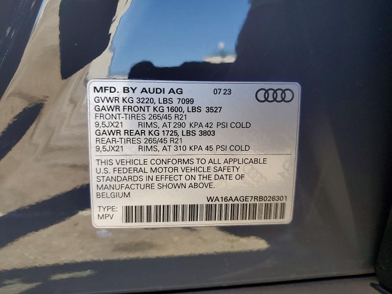 Photo 14 from auction – 2024 AUDI Q8 E-TRON with VIN WA16AAGE7RB026301