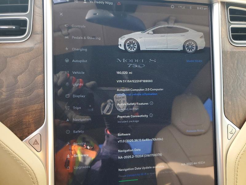 Photo 9 from auction – 2017 TESLA MODEL S with VIN 5YJSA1E22HF189060