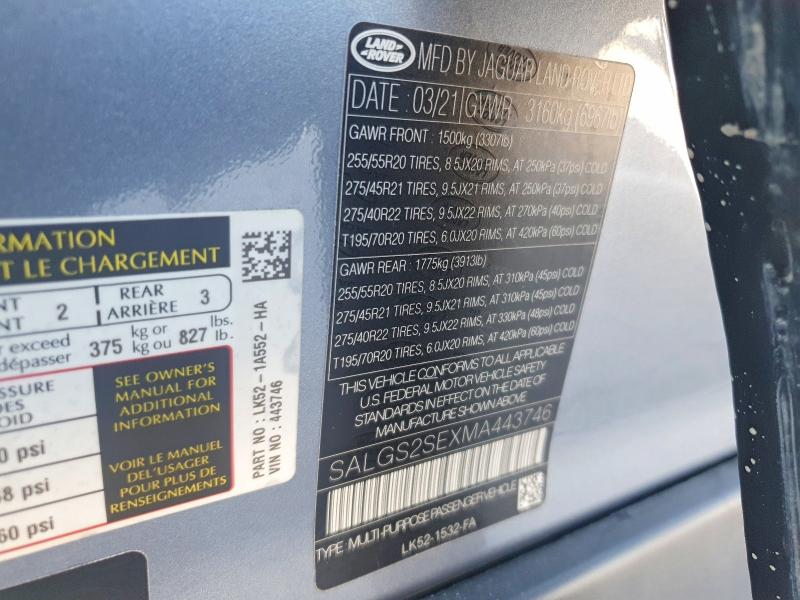 Photo 14 from auction – 2021 LAND ROVER RANGE ROVER with VIN SALGS2SEXMA443746