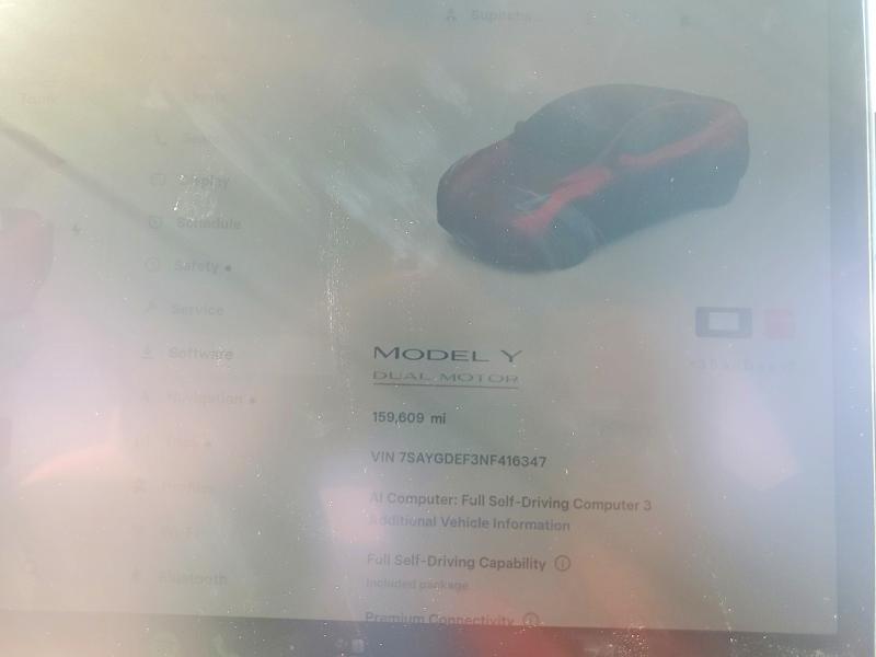 Photo 9 from auction – 2022 TESLA MODEL Y with VIN 7SAYGDEF3NF416347