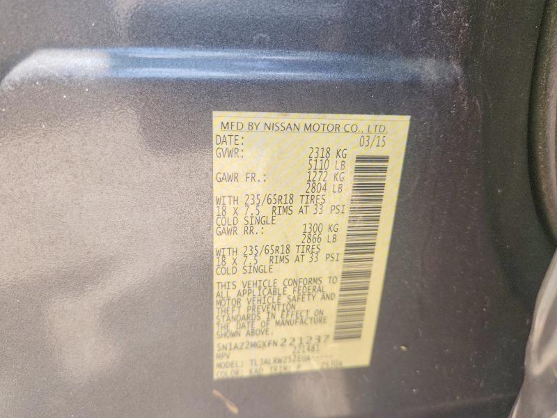 Photo 14 from auction – 2015 NISSAN MURANO with VIN 5N1AZ2MGXFN221237
