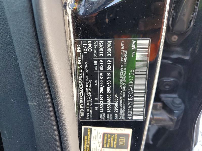 Photo 14 from auction – 2012 MERCEDES-BENZ ML with VIN 4JGDA2EB7CA030756